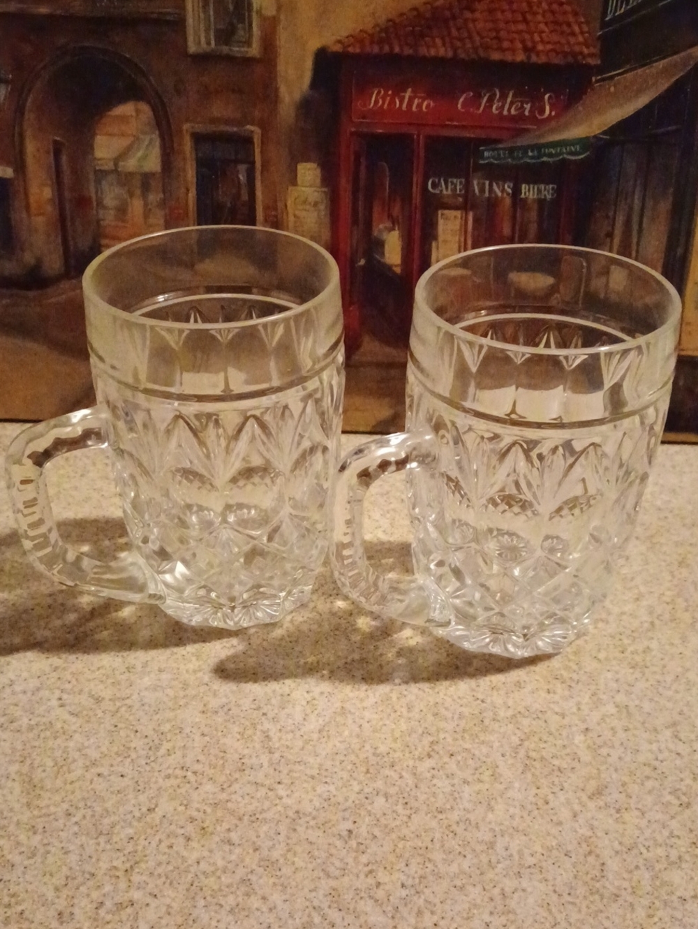 Clear Cut Glass Beer Mugs - Set of 2